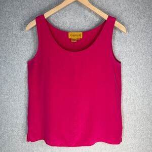 Classiques Petites Women's 100% Silk Tank Top Medium Fuchsia Pink Lined Top